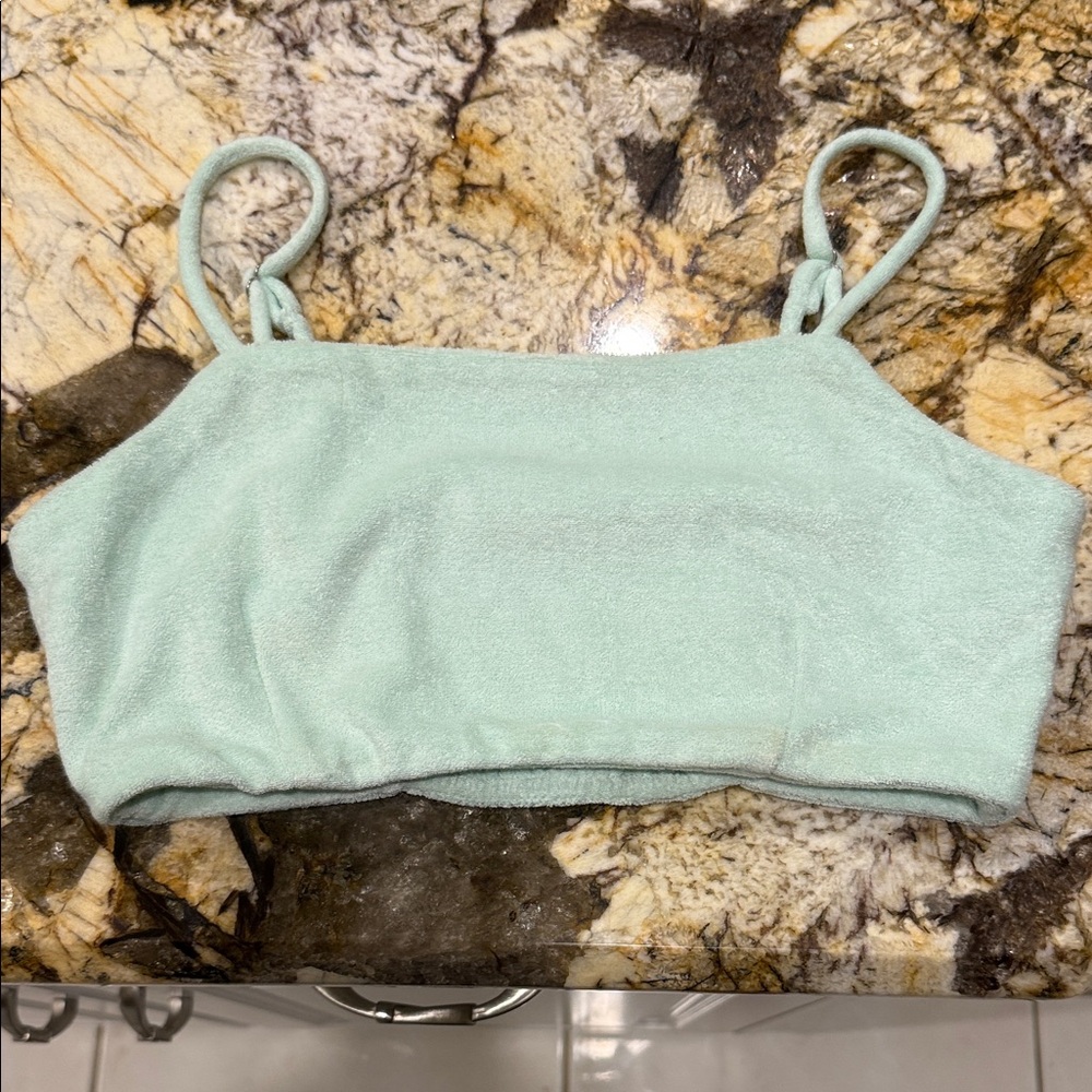 7 For All Mankind Light Green Terry Cloth Top